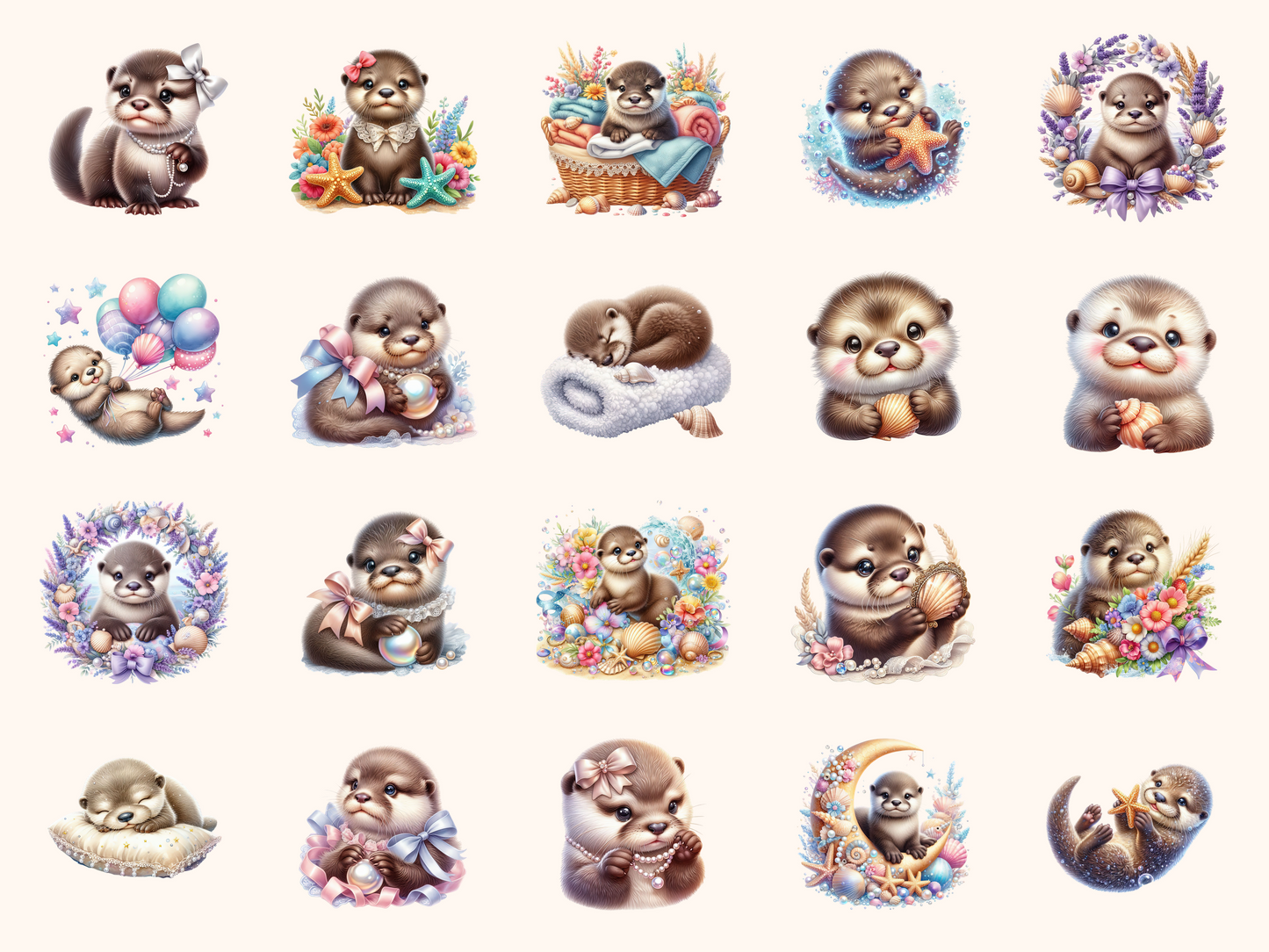 Baby Otters Clipart