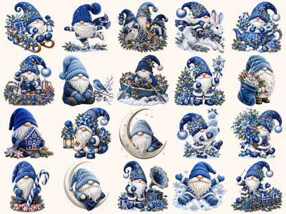 Blue Christmas Gnomes Clipart