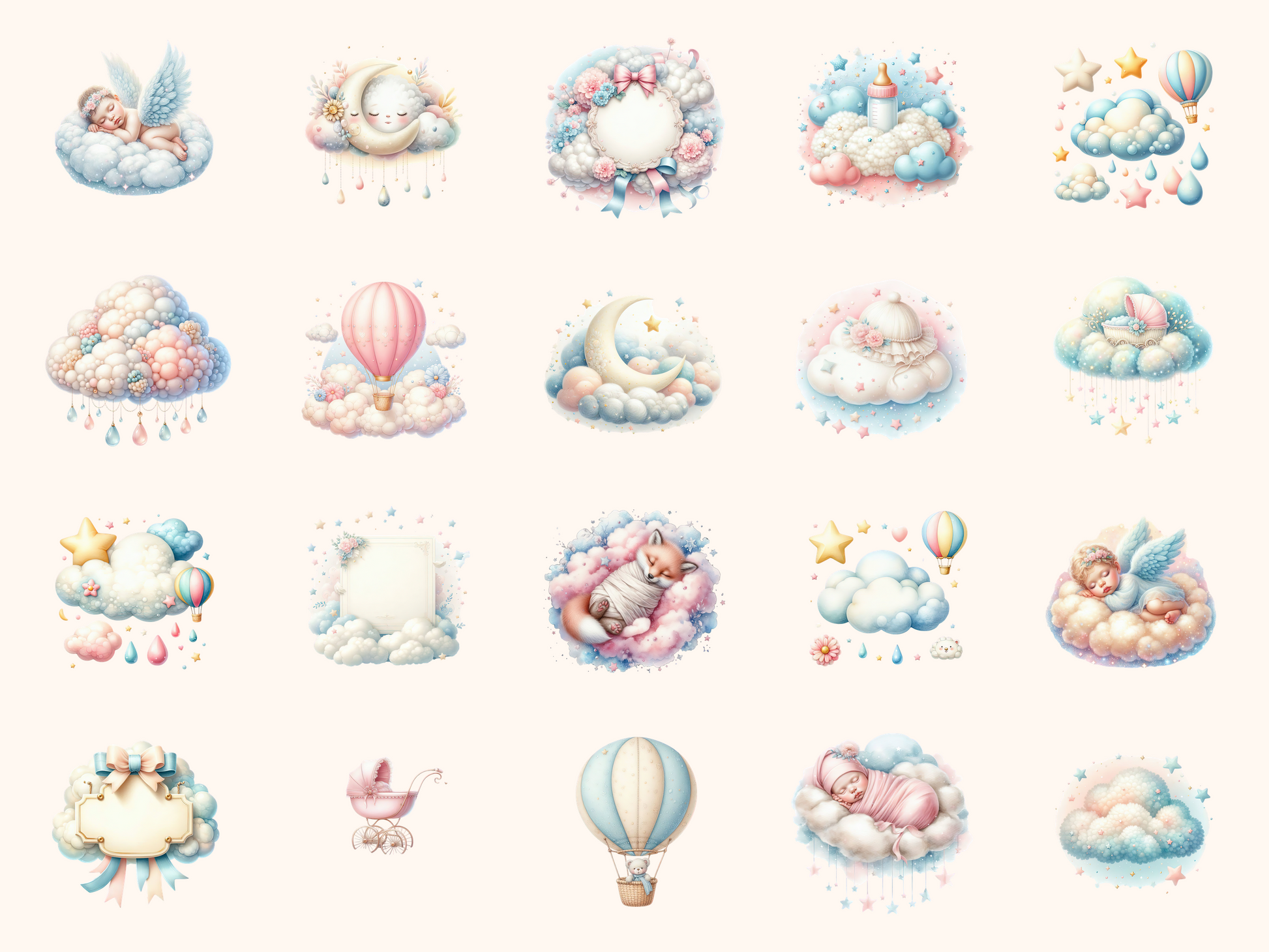 Cloud Nine Baby Shower Clipart