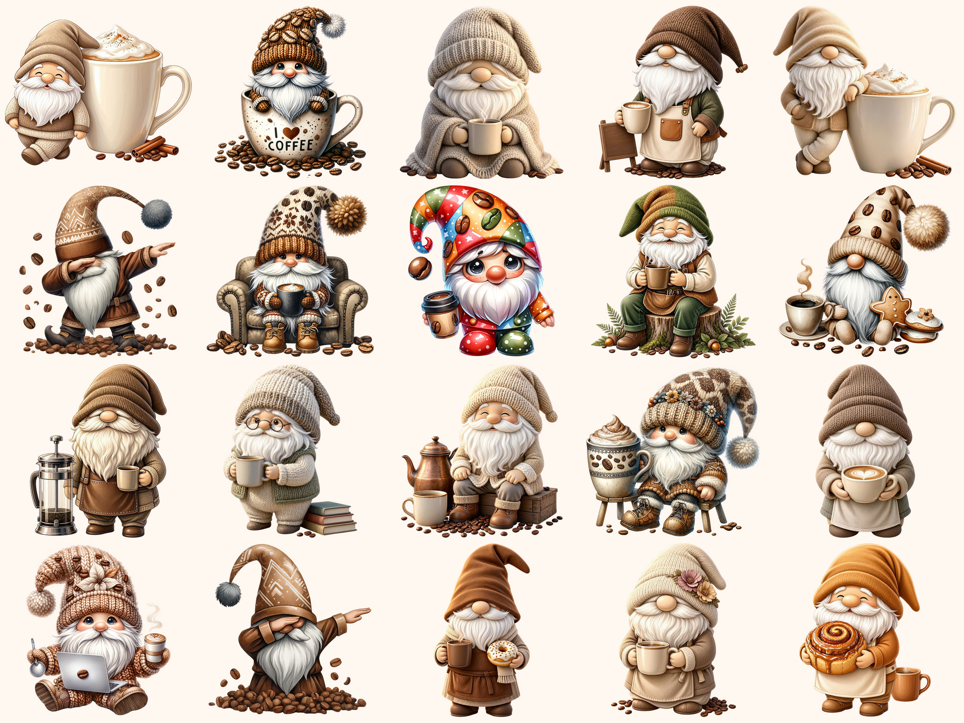 Coffee Gnomes Clipart