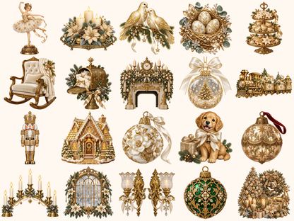 Golden Christmas Decor Clipart — listing preview 2