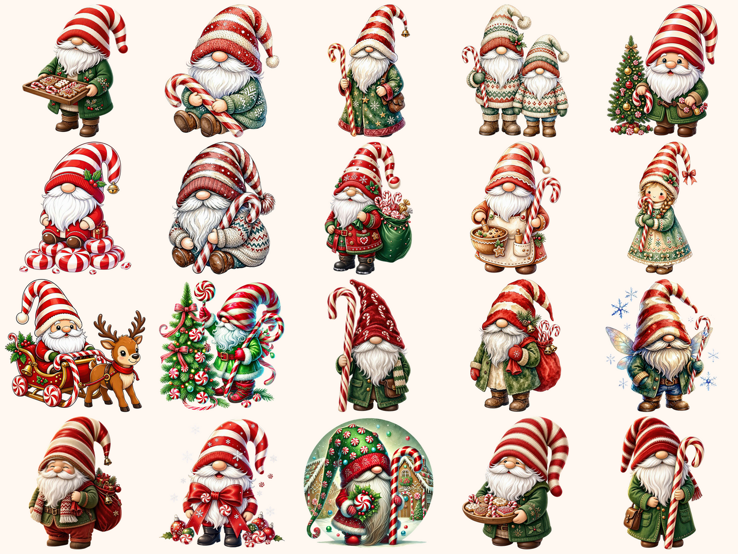 Candy Cane Gnomes Clipart