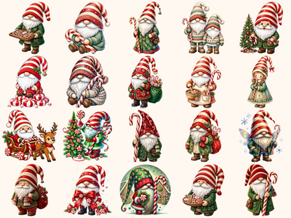 Candy Cane Gnomes Clipart
