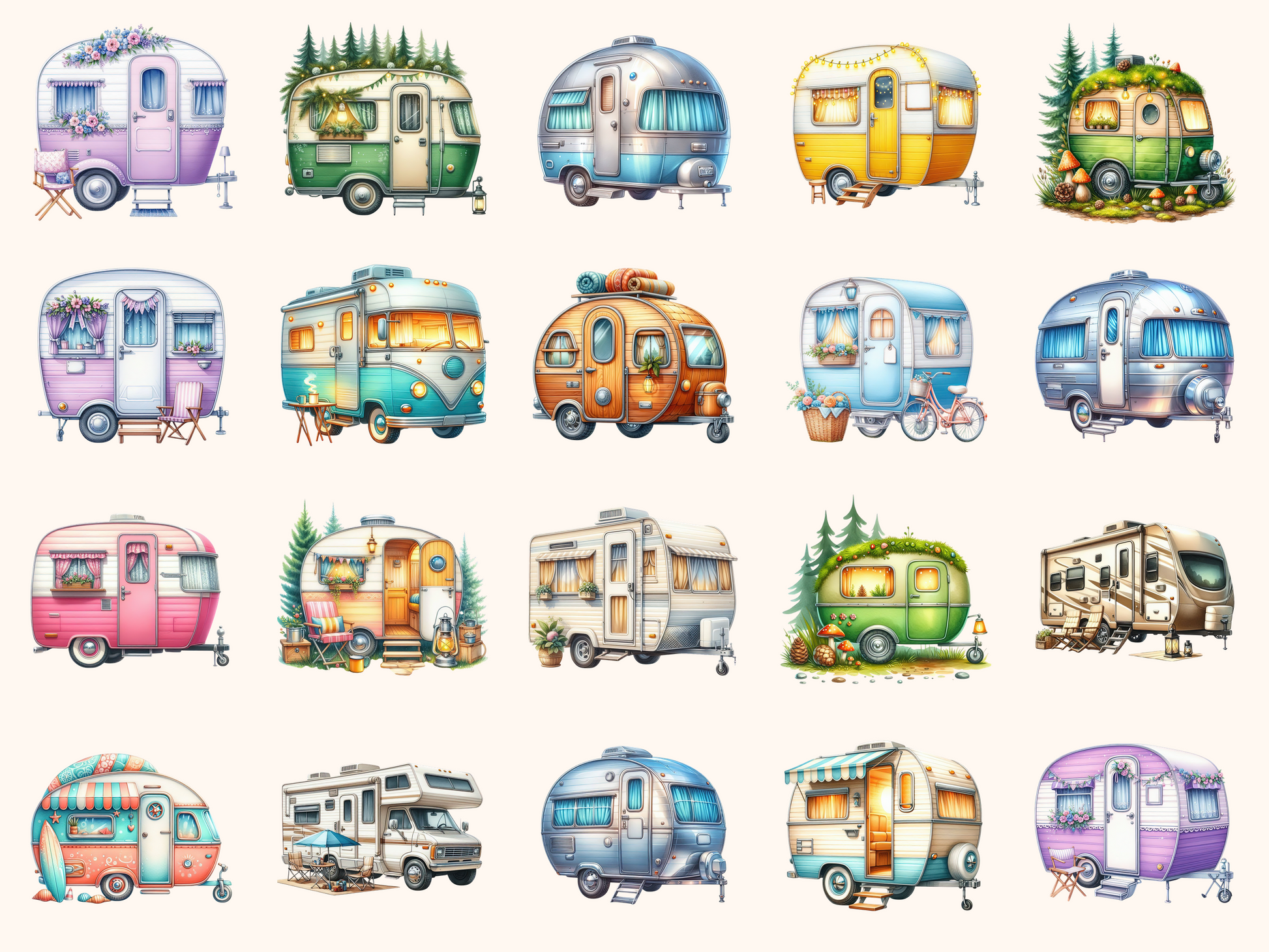 Camping Caravans Clipart