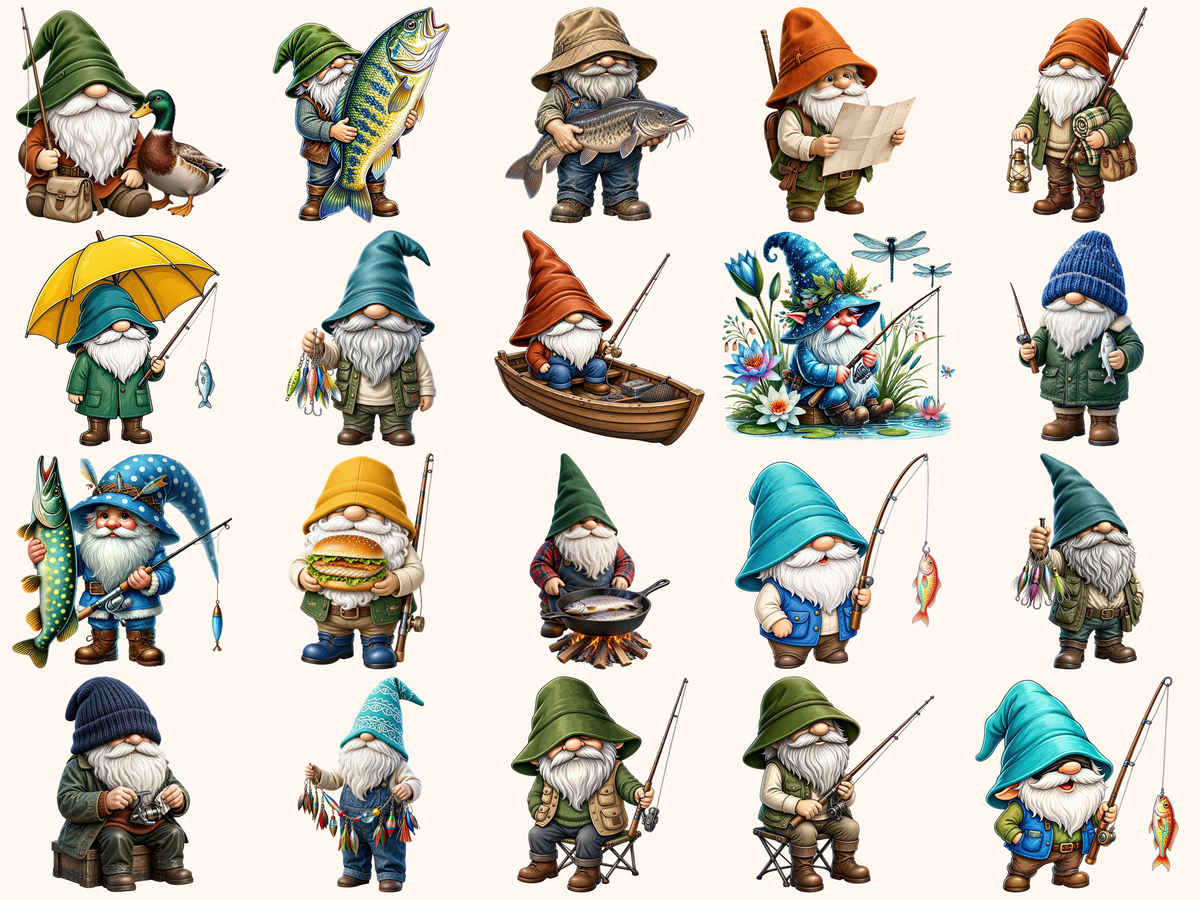 Fisher Gnomes Clipart