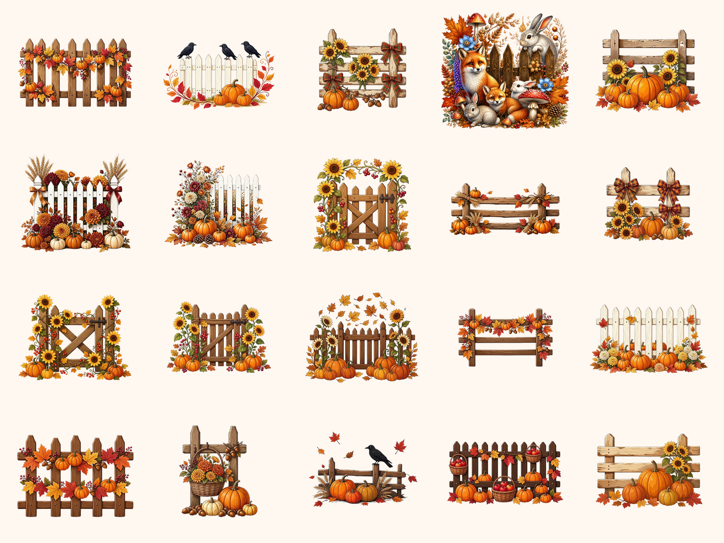 Autumn Fences Clipart