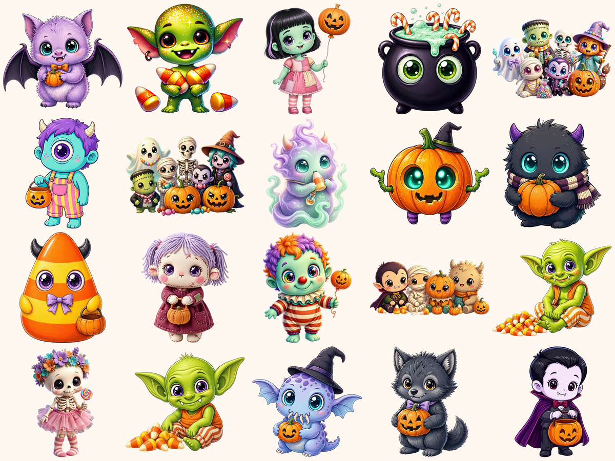 Little Halloween Monsters Clipart