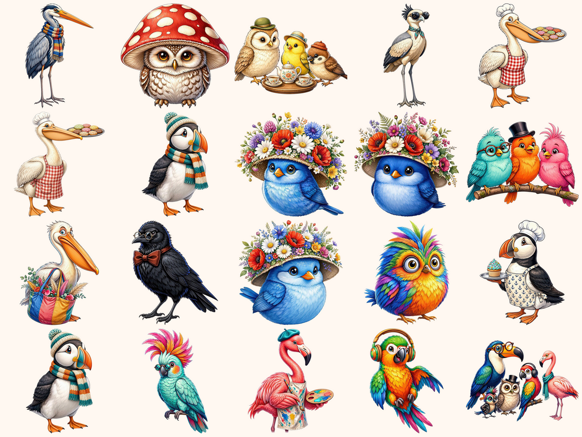 Quirky Birds Clipart
