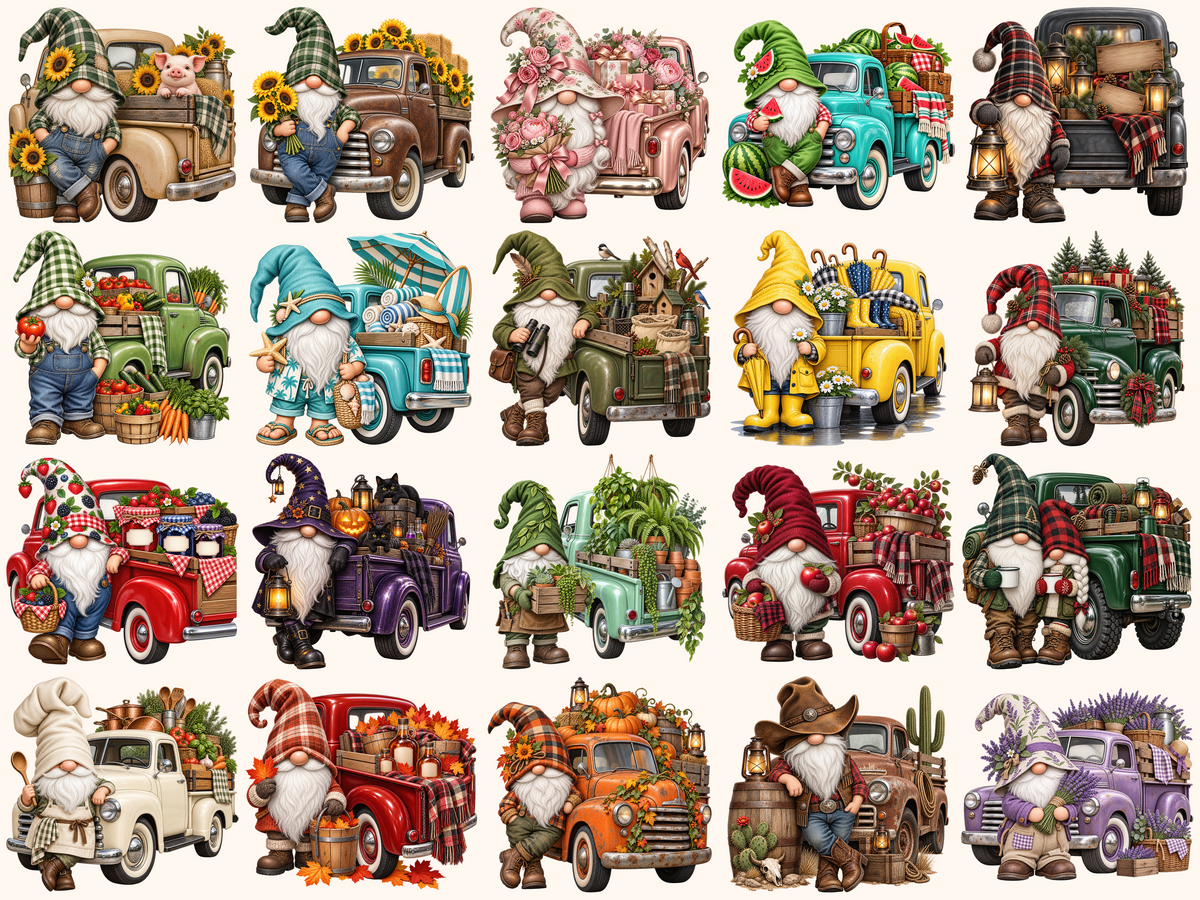 Truck Gnomes Clipart
