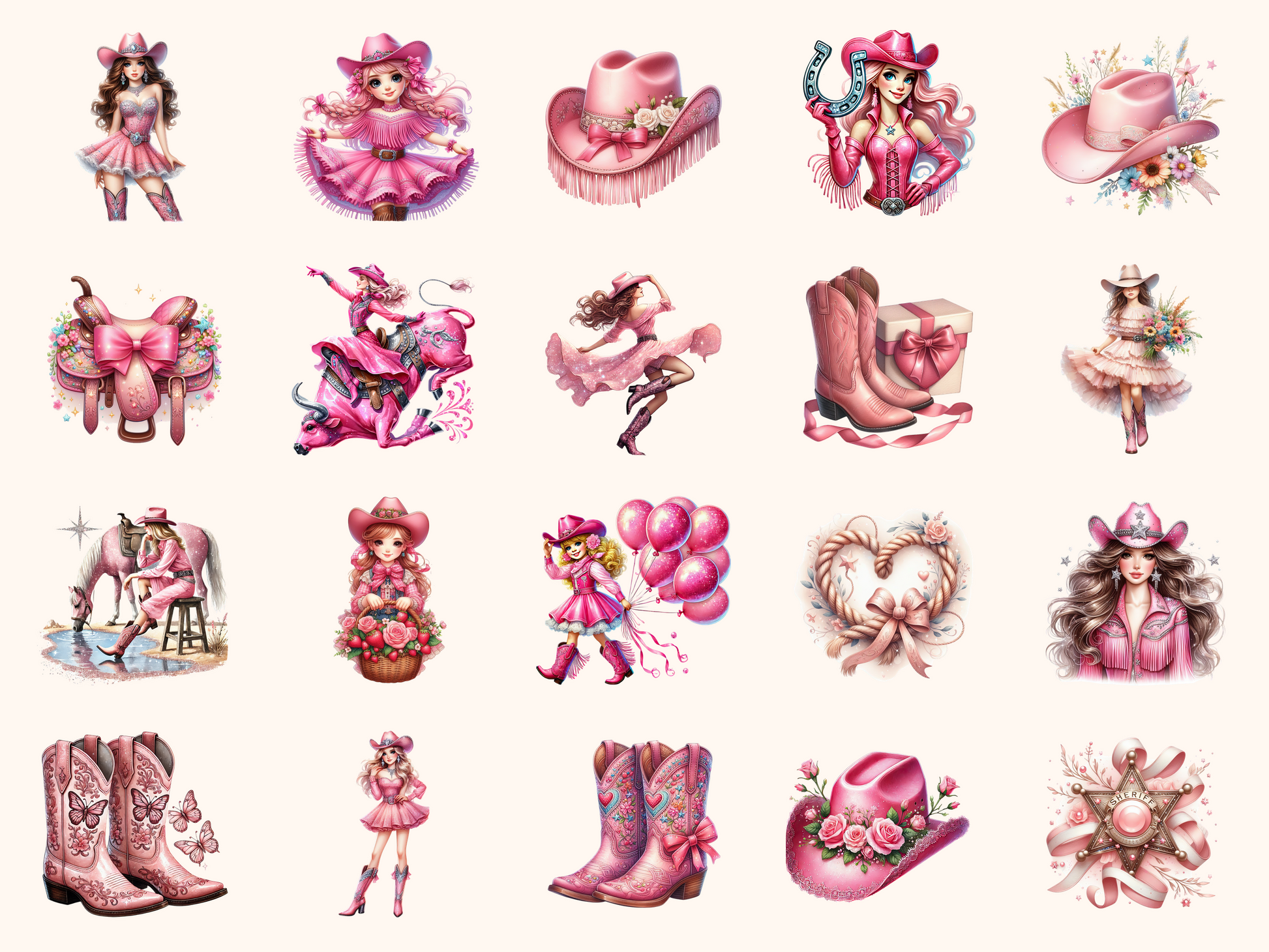 Pink Cowgirls Clipart