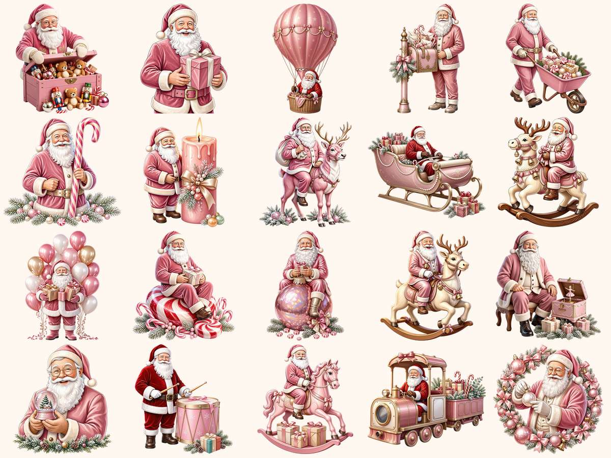 Pink Santa Claus Clipart