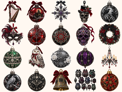 Gothic Christmas Ornaments Clipart — listing preview 2