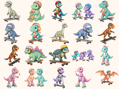 Dino Skaters Clipart