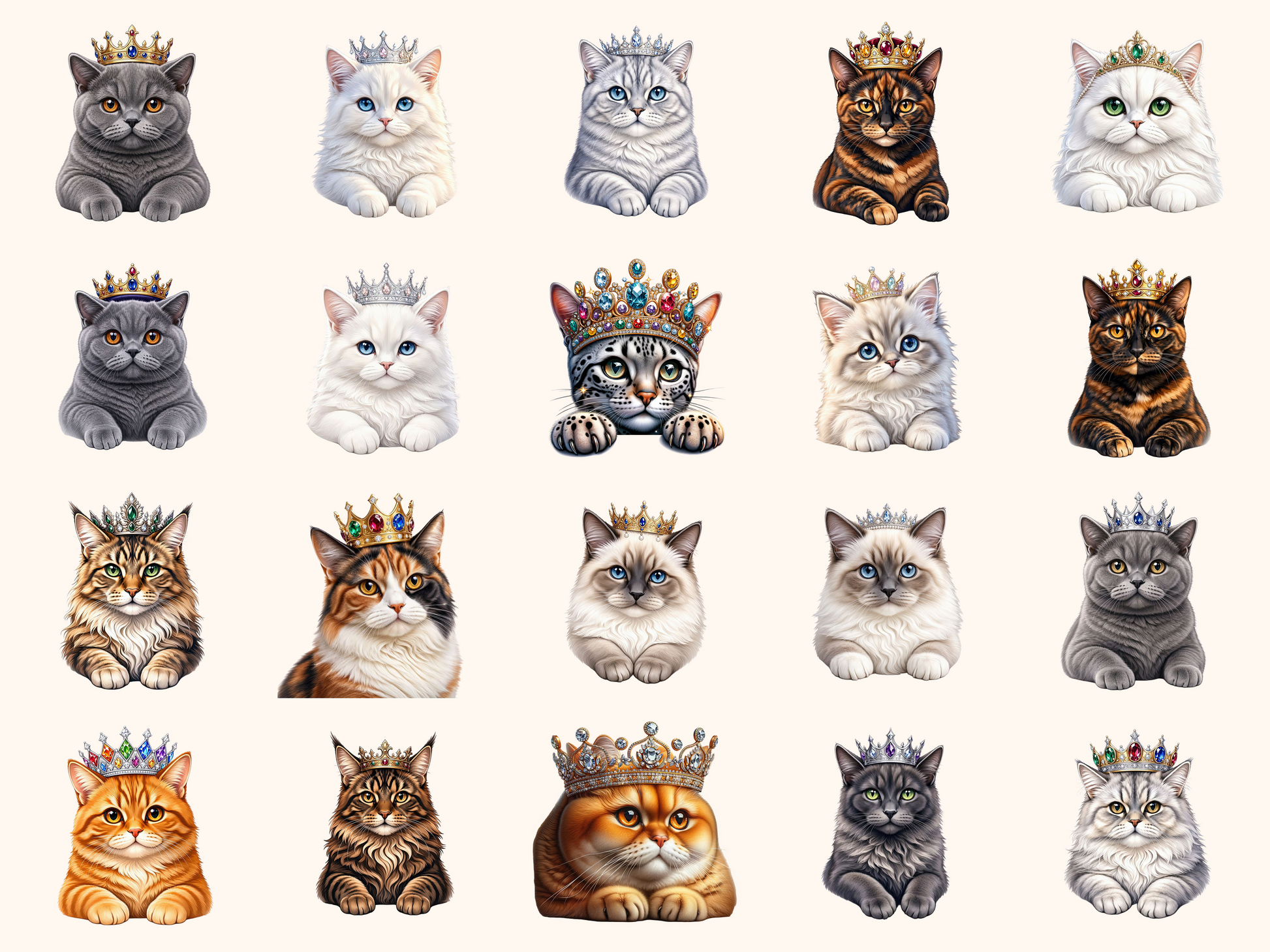 Cats with Crowns Clipart