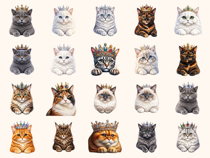 Cats with Crowns Clipart