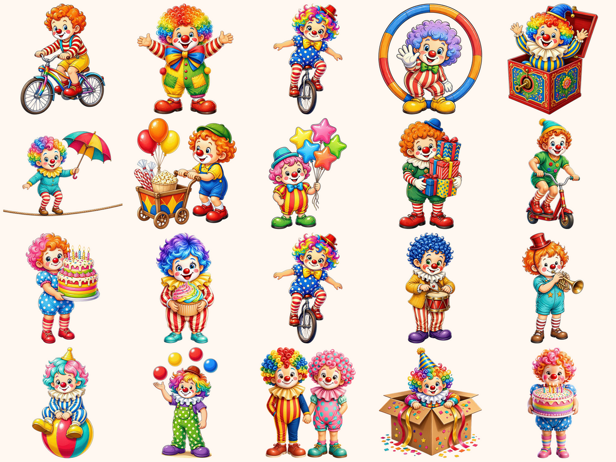 Kid Clowns Clipart