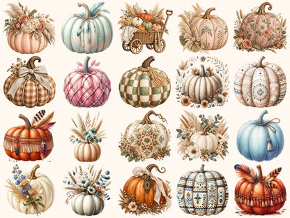 Boho Pumpkins Clipart — listing preview 2