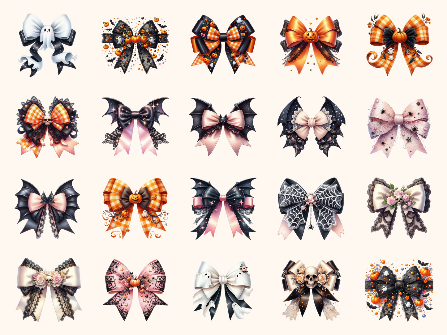 Coquette Halloween Bows Clipart
