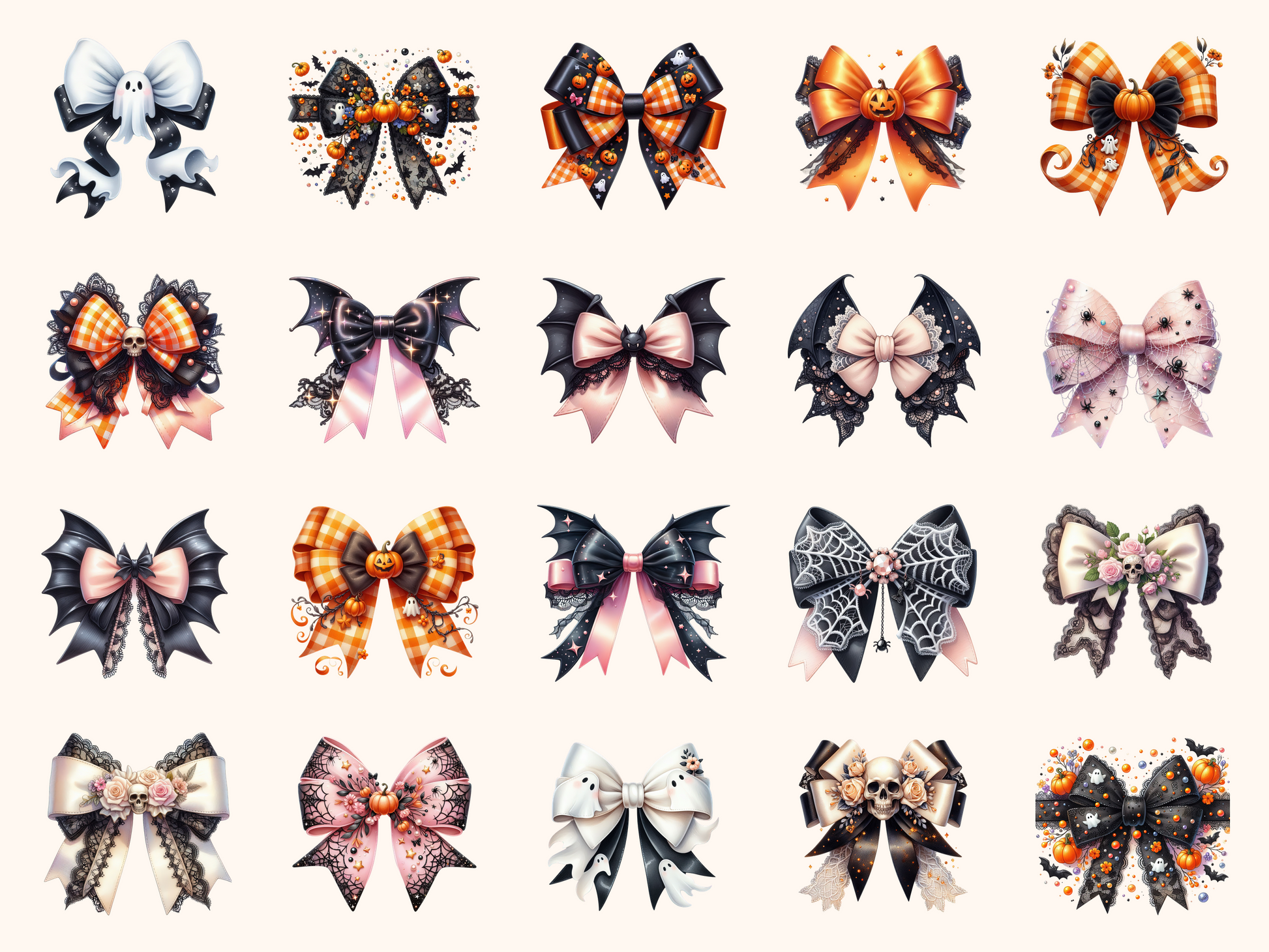 Coquette Halloween Bows Clipart