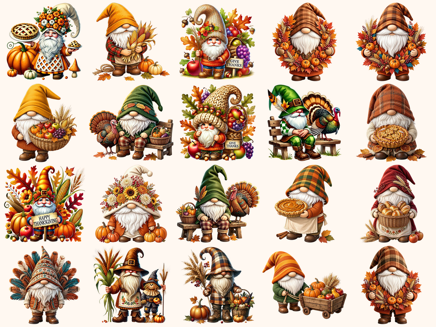 Thanksgiving Gnomes Clipart