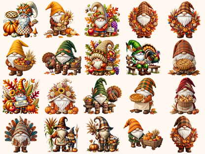 Thanksgiving Gnomes Clipart