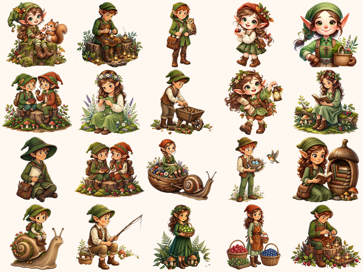 Woodland Elves Clipart