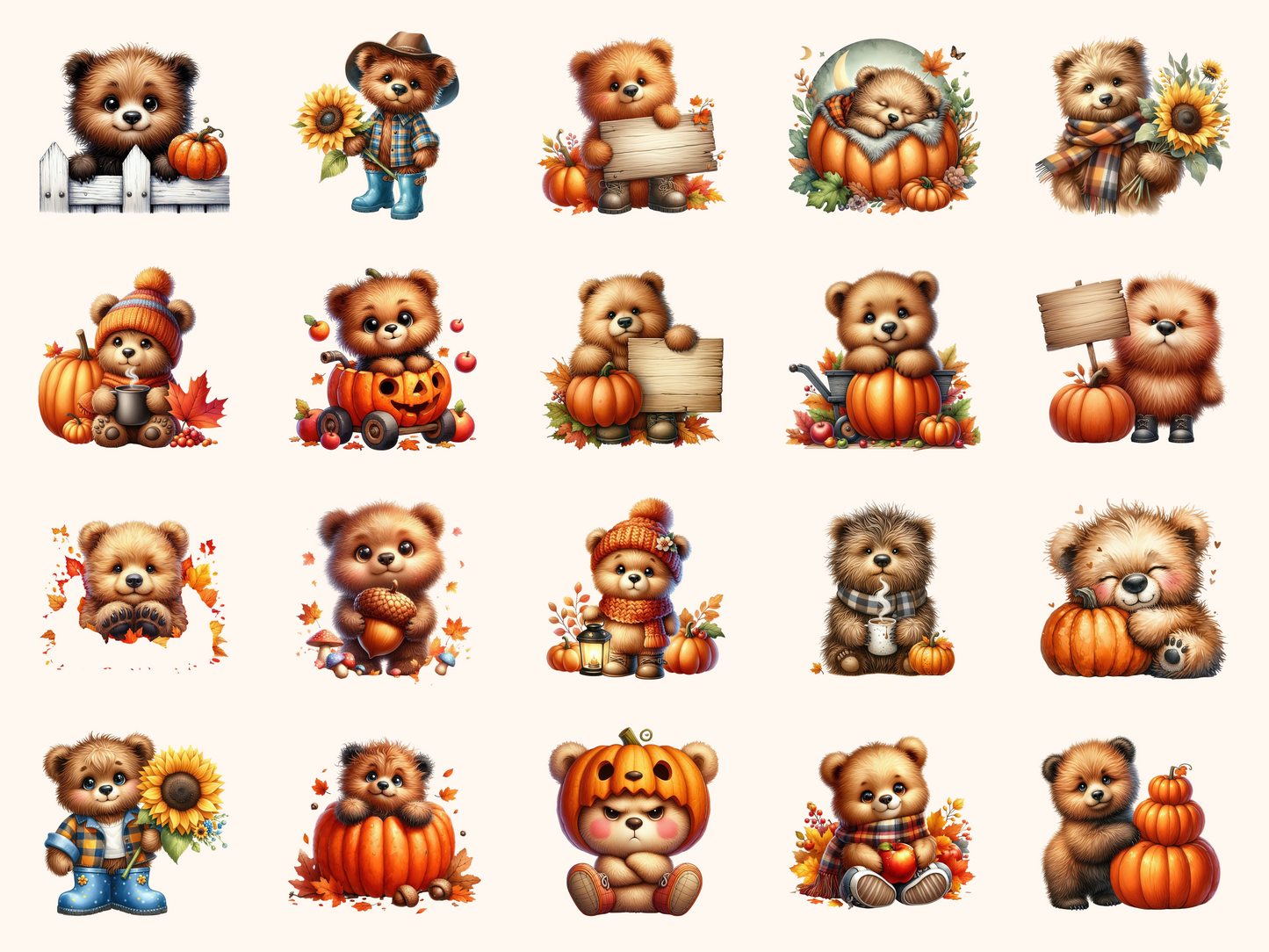 Autumn Bears Clipart