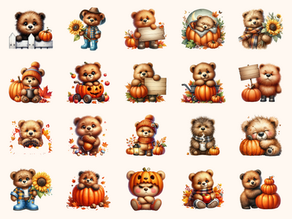 Autumn Bears Clipart