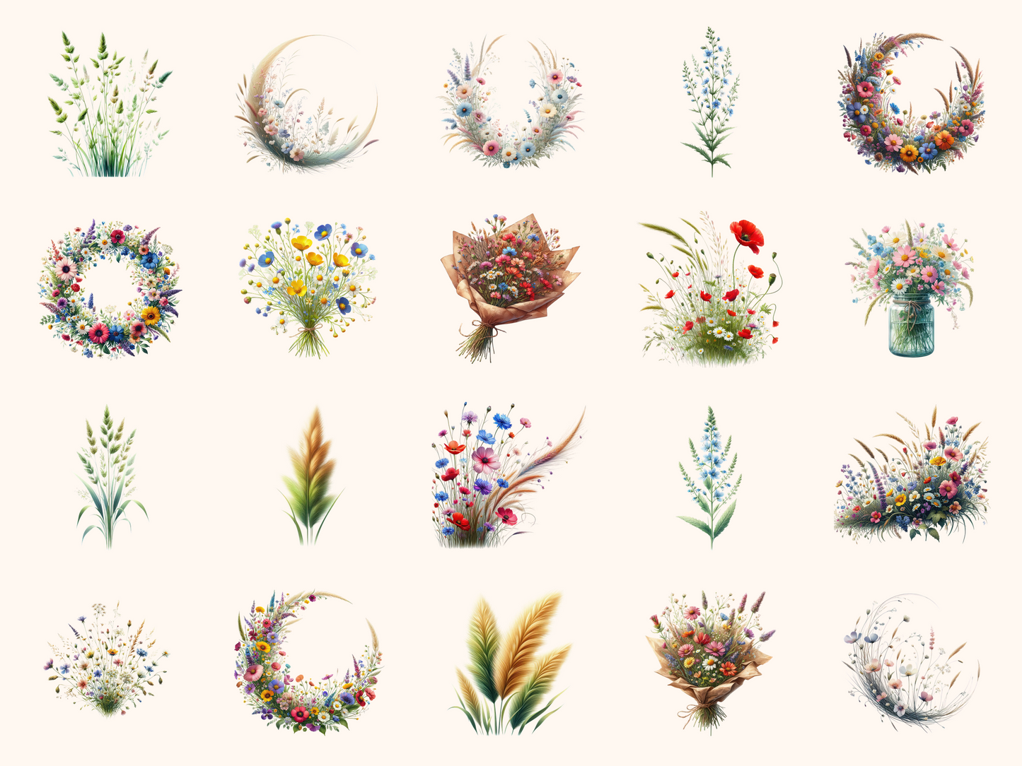 Meadow Wildflowers Clipart