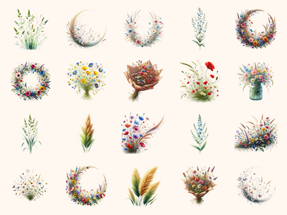 Meadow Wildflowers Clipart