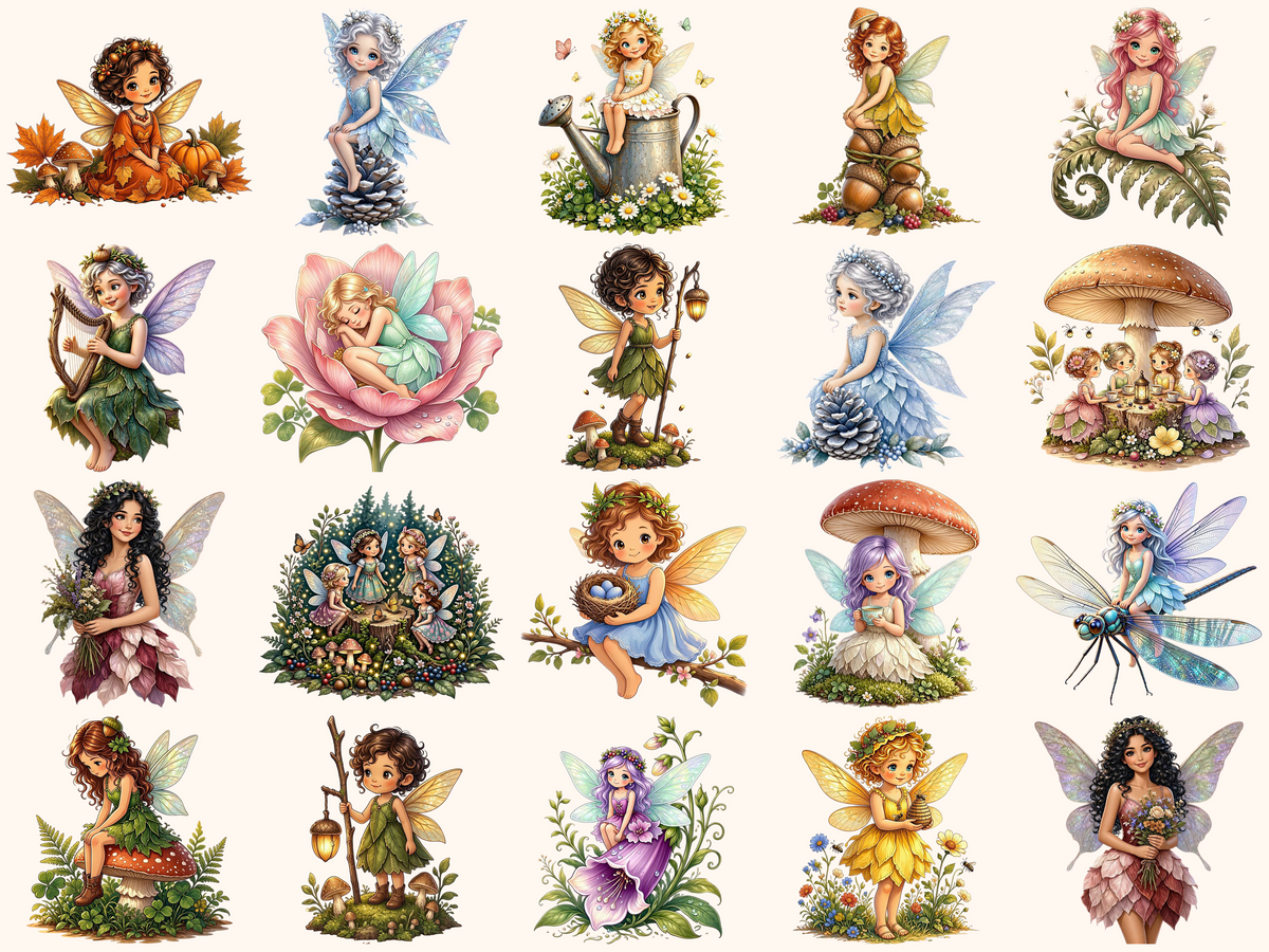 Little Forest Fairies Clipart