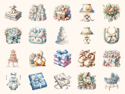Toile Baby Shower Clipart