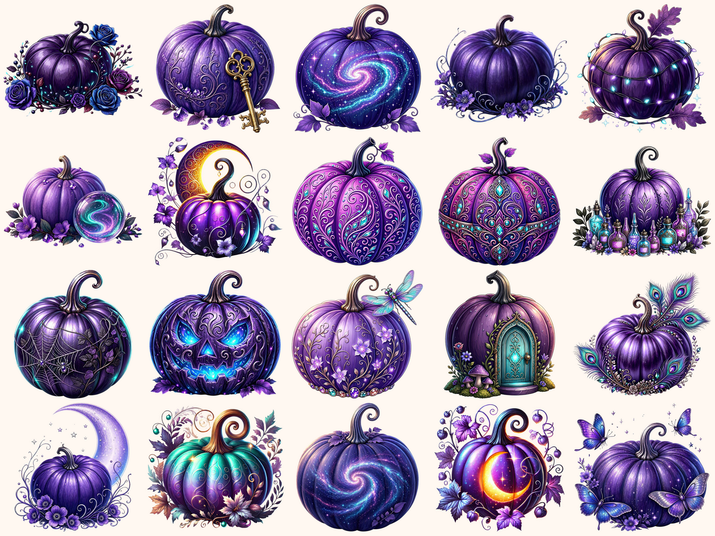Violet Pumpkins Clipart
