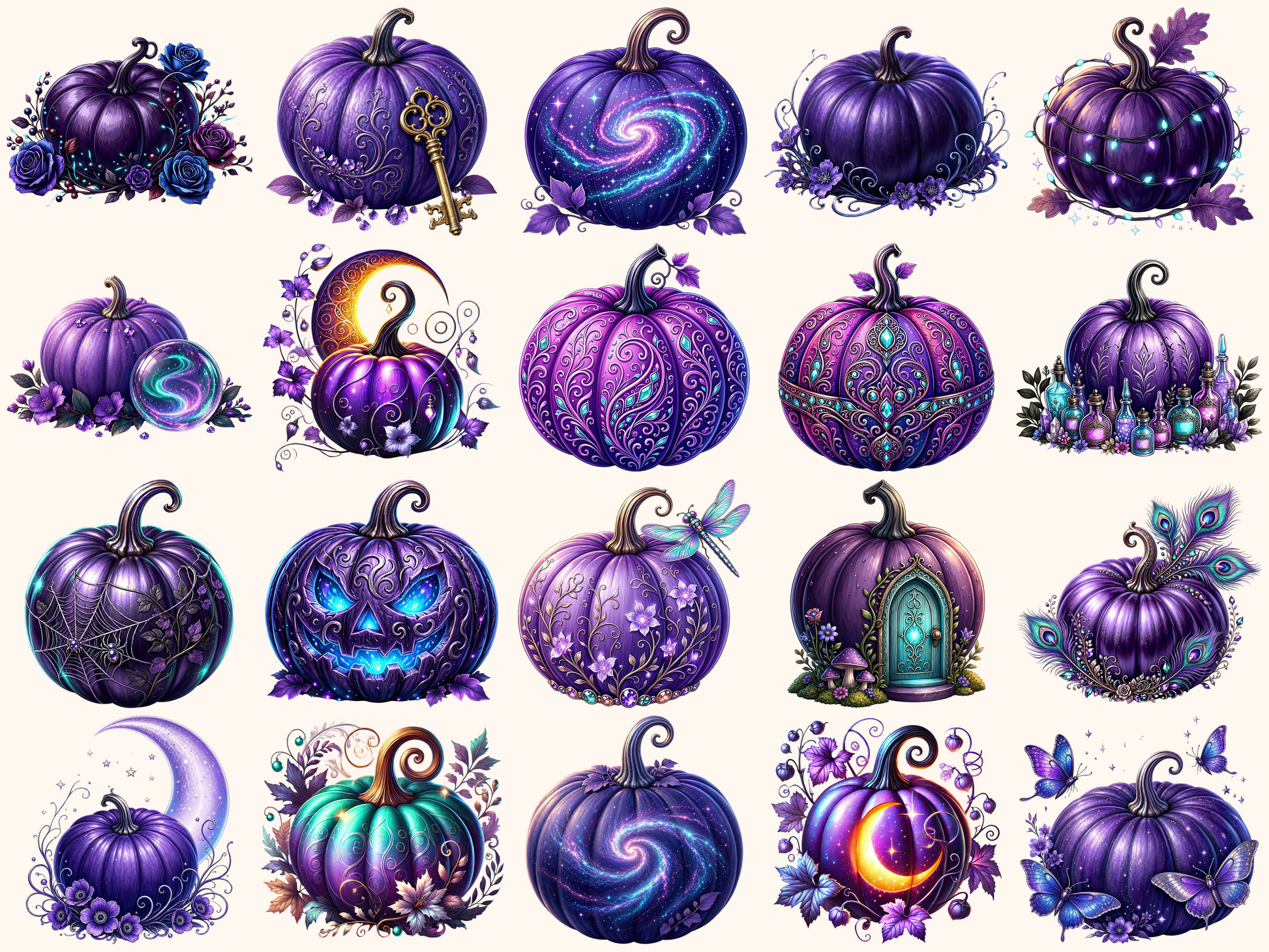 Violet Pumpkins Clipart