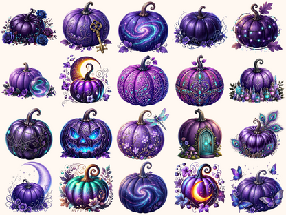 Violet Pumpkins Clipart