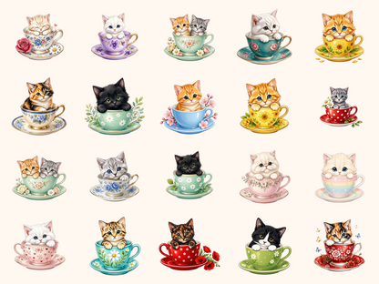 Cats in Teacups Clipart