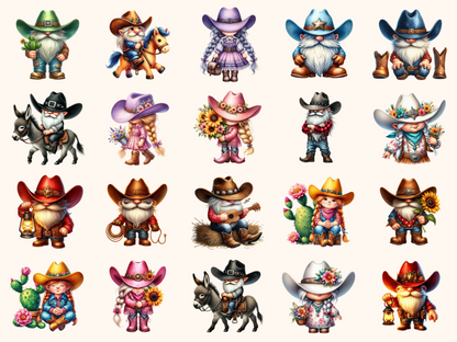 Cowboy Gnomes Clipart