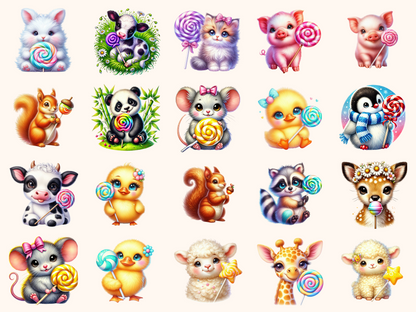 Lollipop Animals Clipart