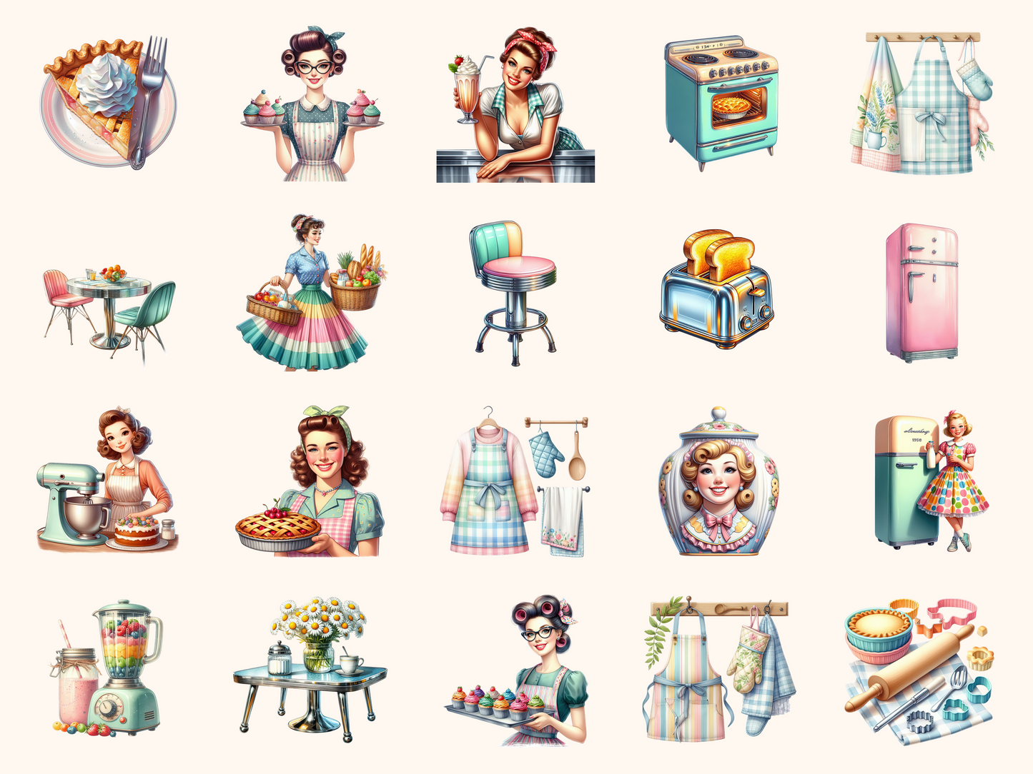 Retro 50s Kitchen Clipart