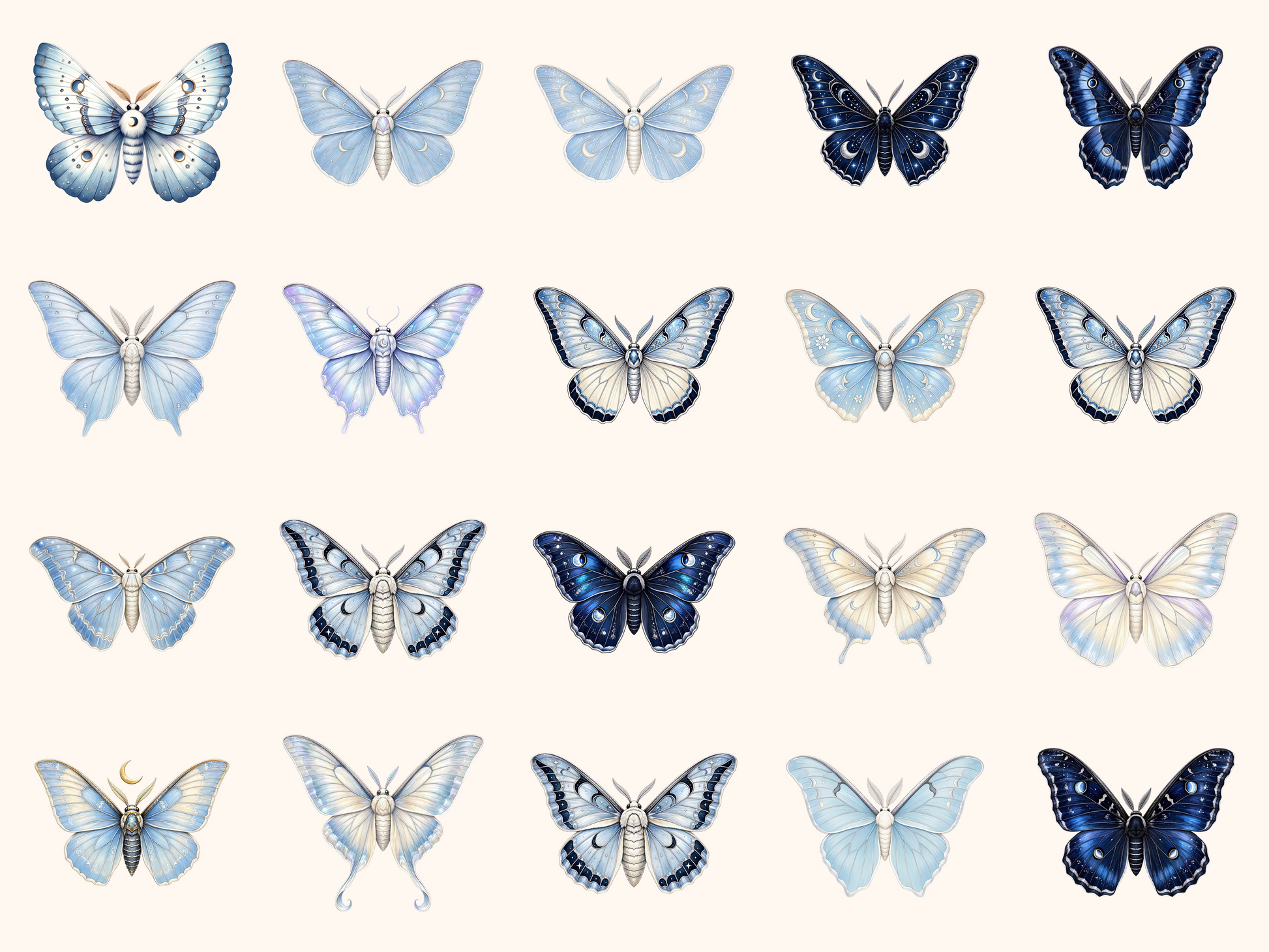Moonlight Moths Clipart