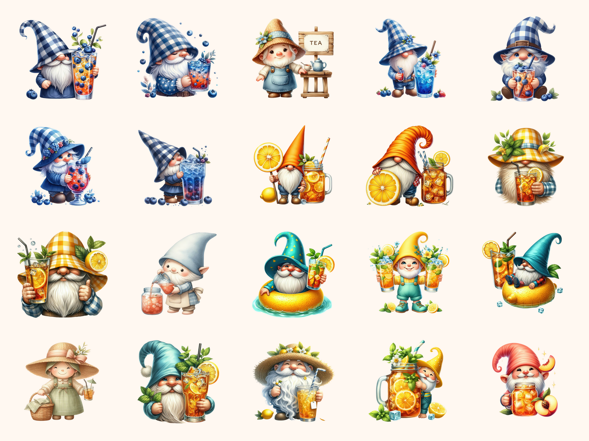 Iced Tea Gnomes Clipart