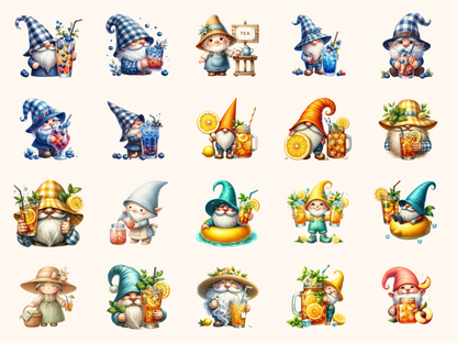 Iced Tea Gnomes Clipart