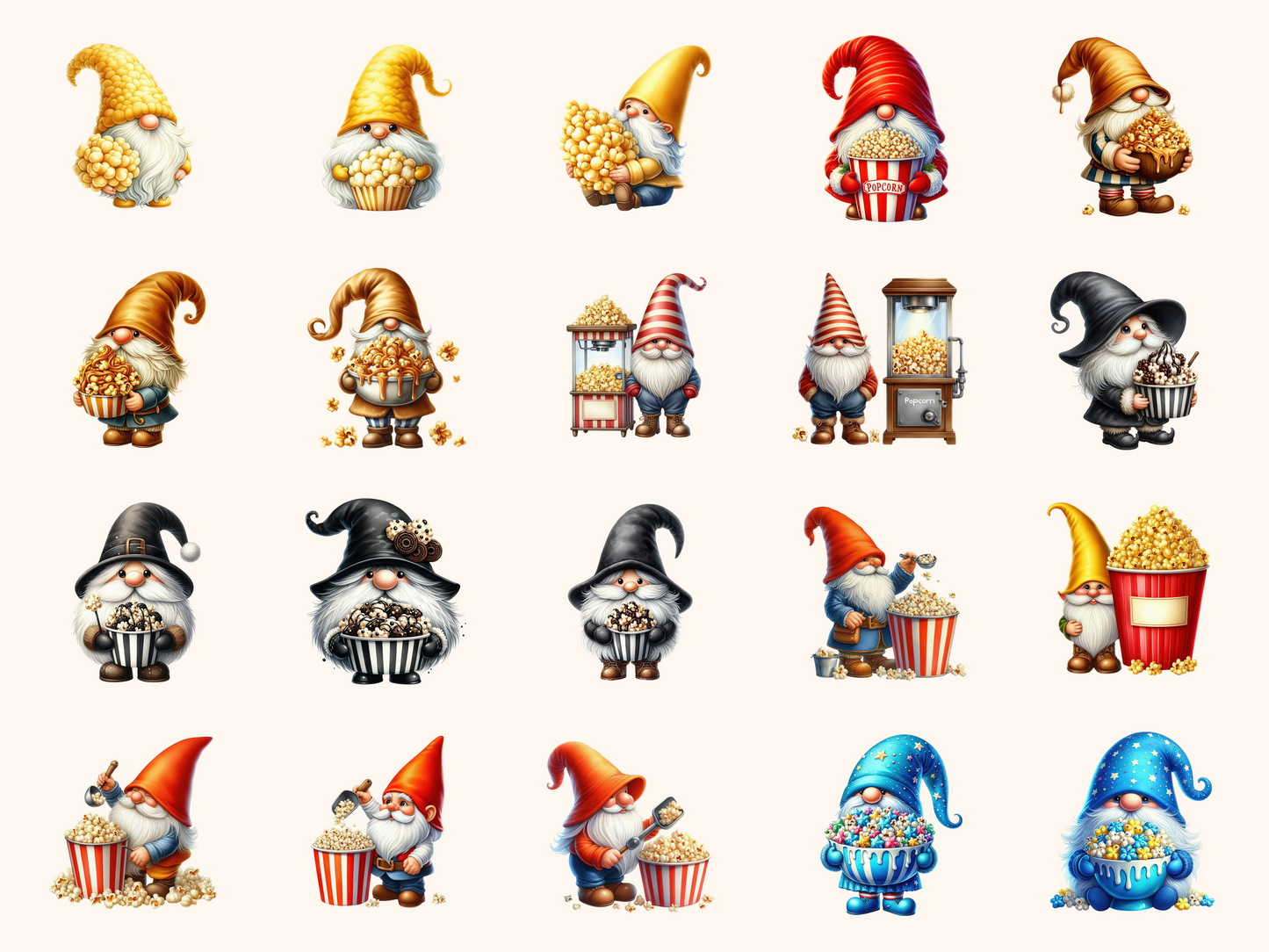 Popcorn Gnomes Clipart