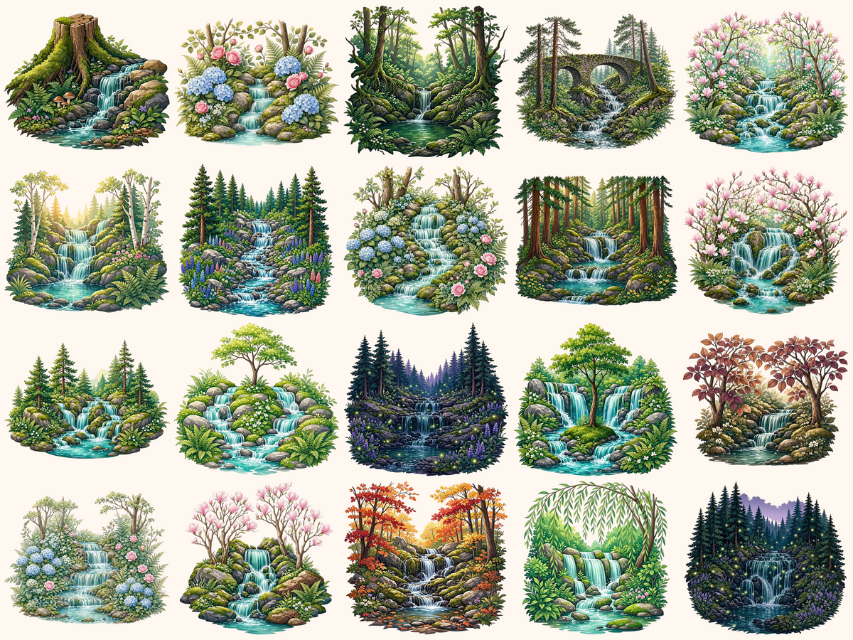Forest Waterfalls Clipart