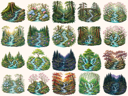 Forest Waterfalls Clipart