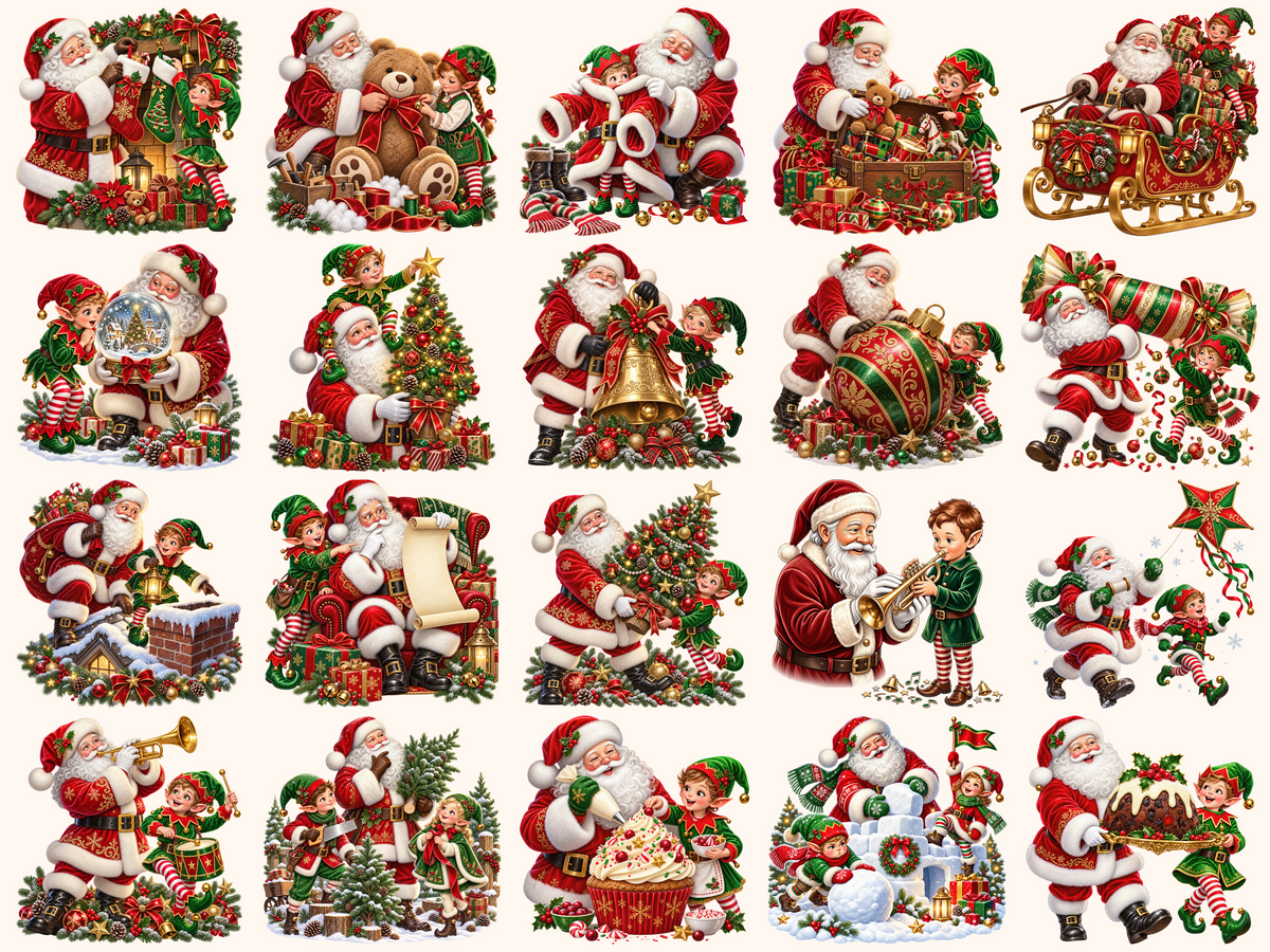 Santa & Elves Clipart