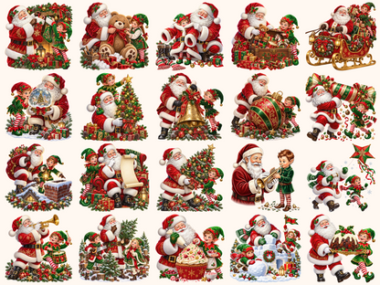 Santa & Elves Clipart