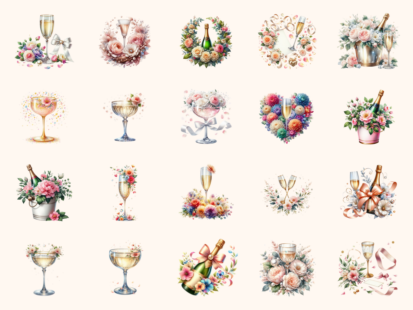 Petals & Champagne Clipart