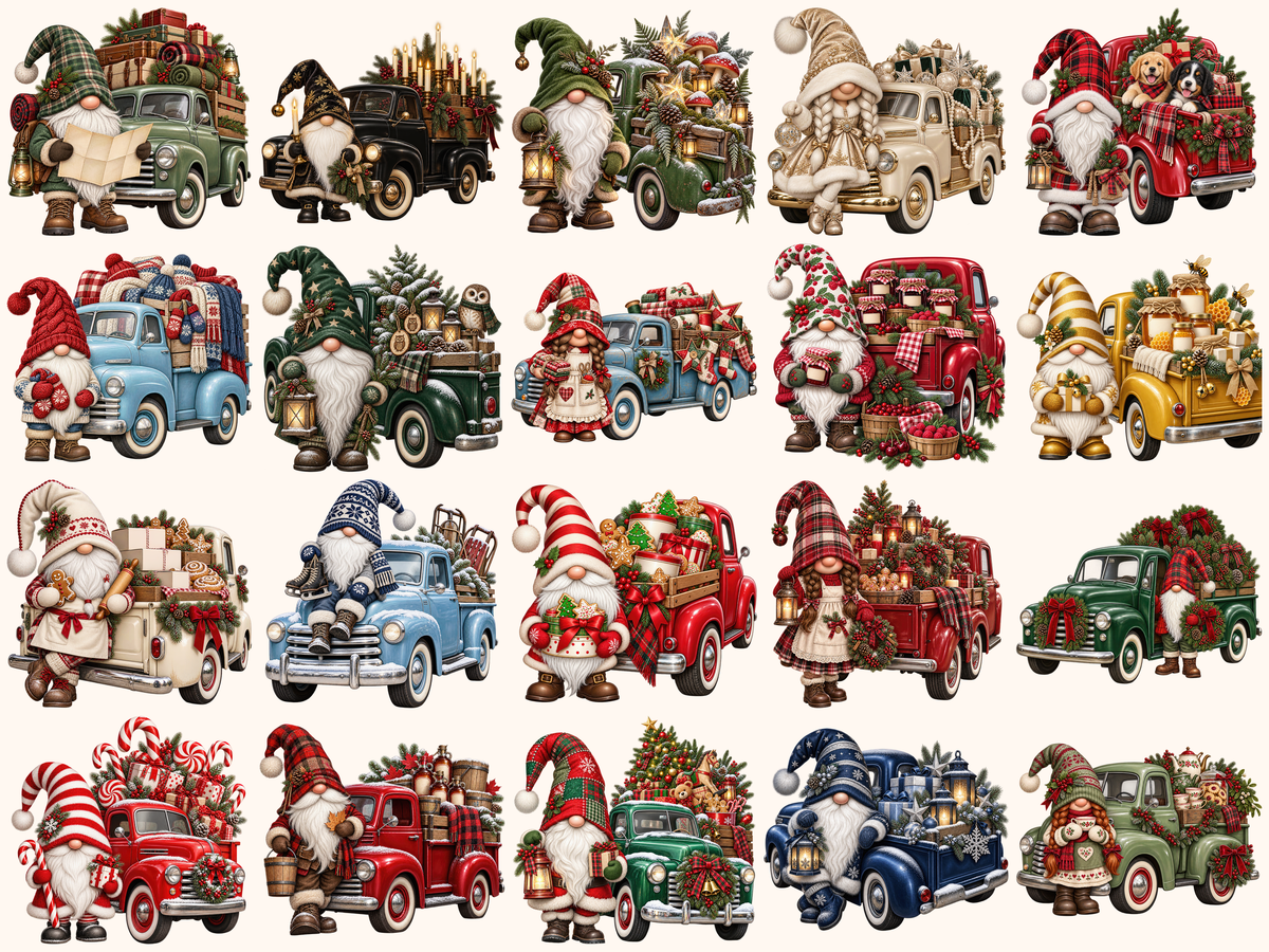 Christmas Truck Gnomes Clipart — listing preview 2