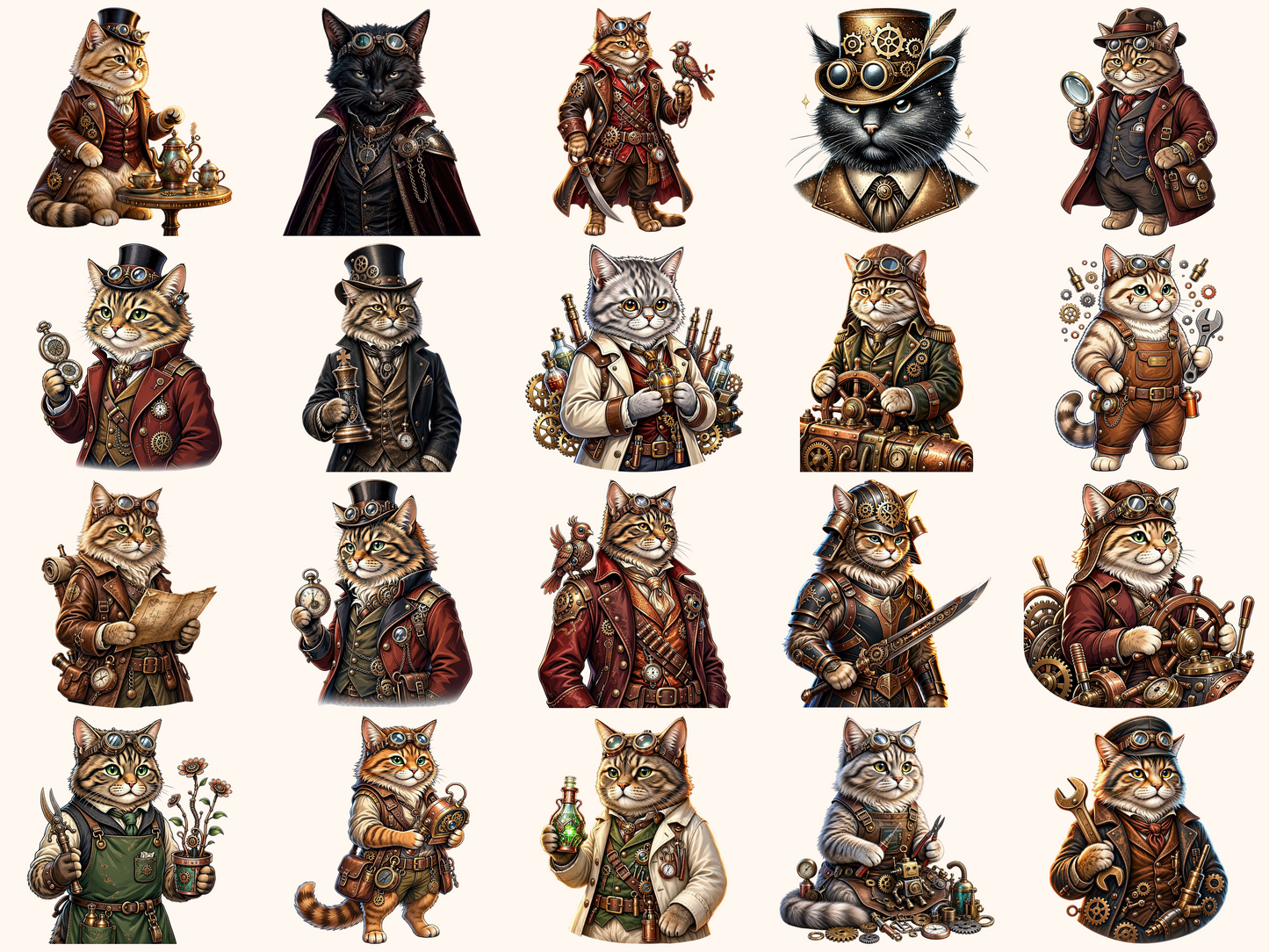Steampunk Cats Clipart